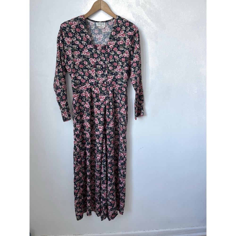 Northern Traditions Vintage Boho Chic Flowy  Floral Long Sleeve Jumpsuit